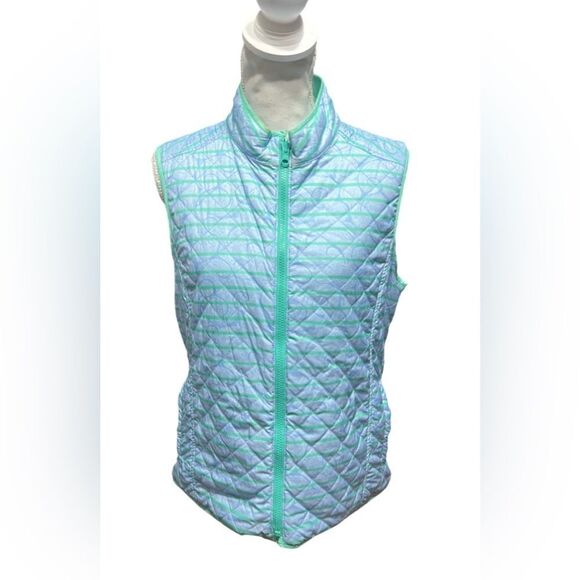 Peter Millar Vest Womens Large Reversible Green Blue Full Zip Casual Warmth - Picture 6 of 8